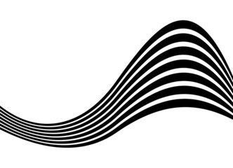 Abstract black and white wave from black parallel lines on a white background.
Trendy vector background.