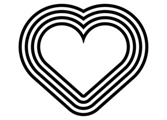 Abstract pattern in the form of a heart from black lines on a white background. black and white design element
Trendy vector background.