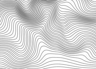 Wavy pattern of thin black curved lines on a white background.
Trendy vector background.