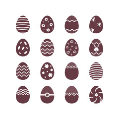 Easter egg icon set with decorative ornamental. Vector illustration.