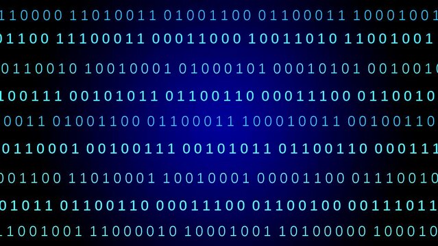 Binary code: animation with numbers zero and one on the blue background (seamless loop)