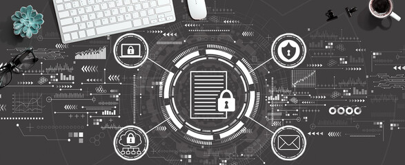 Data protection concept with a computer keyboard and a mouse