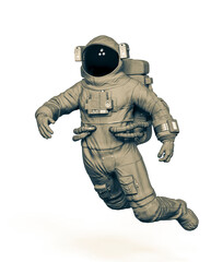 astronaut is drifting in white background