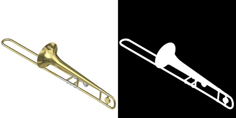 3D rendering illustration of a trombone