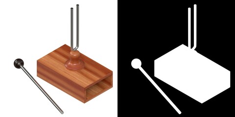 3D rendering illustration of a tuning fork on resonator box - obrazy, fototapety, plakaty