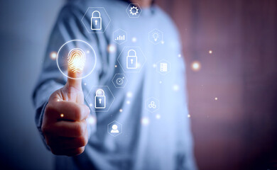 Businessmen or general users use fingerprints for access to online applications, doing business,...