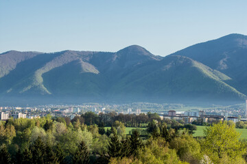 Fototapeta premium landscape with mountains, city martin, spring, Turiec, Slovakia, Europe