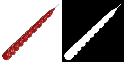 3D rendering illustration of a twisted red candle