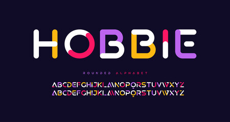 Modern trendy rounded colorful sans serif vector alphabet, uppercase letter set