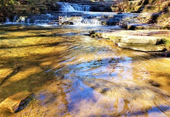 waterfall in autumn forest