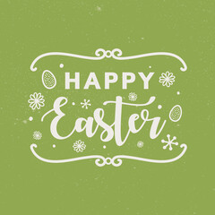 Fototapeta na wymiar Easter vector lettering design on green background.
