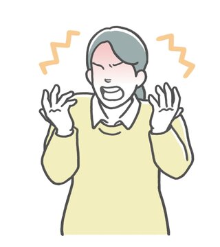 recommend clip art: 我慢の限界がきて、真っ赤な顔で激怒する若い女性