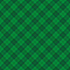 St. Patricks day dioganal tartan plaid. Scottish pattern in green and dark green cage. Scottish cage. Traditional Scottish checkered background. Seamless fabric texture. Vector illustration - 487452980