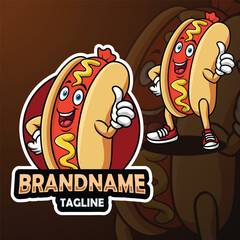 Cartoon hot dog mascot design giving thumb up