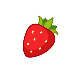 Strawberry. Vector illustration of a fruit in a cartoon childish style. Isolated funny clipart on white background. cute print.