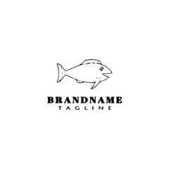 animal fish cartoon logo template icon design black isolated vector illustration