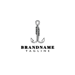 Fototapeta premium fishing hook logo cartoon design template icon black isolated vector illustration