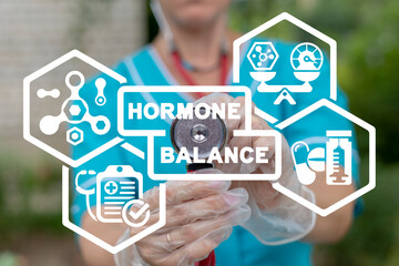 Concept of hormone balance. Medical hormonal therapy. Hormones treatment innovation. - obrazy, fototapety, plakaty