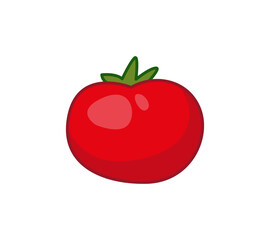 Red tomato. Vector illustration of a vegetable in a cartoon childish style. Isolated funny clipart on white background. cute print.
