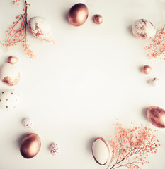 easter holidays background with golden eggs