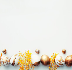 easter holidays background with golden eggs