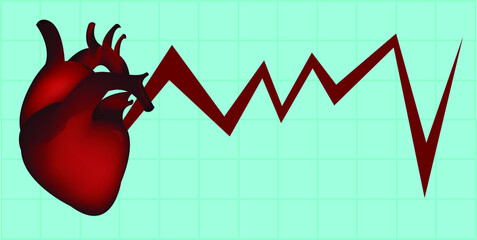 A heart and a heartbeat pulse. This illustration can be used as a medical concept in the cardiology area. Vector illustration.
