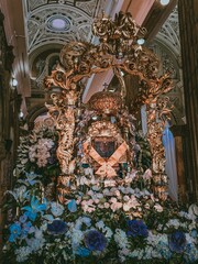 This is a photo of the Virgen of Chiquinquirá in Maracaibo Venezuela during their patron saint festivities.