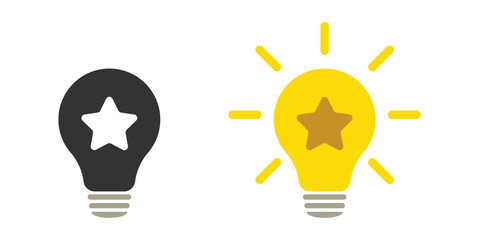 Best idea icon set, star icon. Light bulb icon. Illustration
