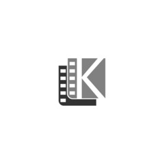 Letter K icon in film strip illustration template