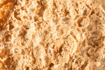 Texture of coffee foam, closeup