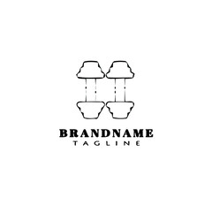 dumbbell cartoon icon design logo black isolated vector illustration