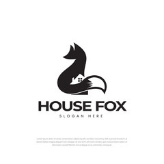 Character fox house logo to build property real estate agency