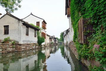 Fototapeta na wymiar Water Town Residential Buildings in Suzhou City, Jiangsu Province, China