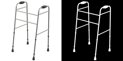3D rendering illustration of a walking frame