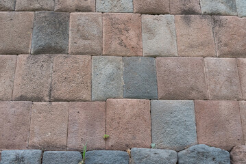 Details of the ancient walls built with huge blocks of stones in the Qorikancha, Cusco, Peru