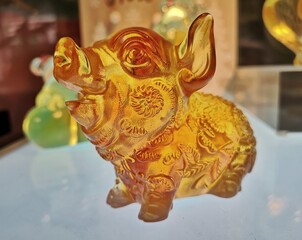 Chinese year of the pig glass ornaments