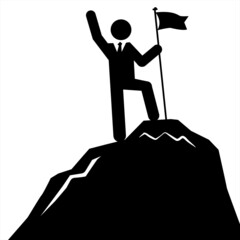Businessman standing on the top of mountain holding a flag, Busi