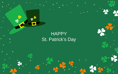 St.Patrick's Day green vector background with colorful clover leaves
