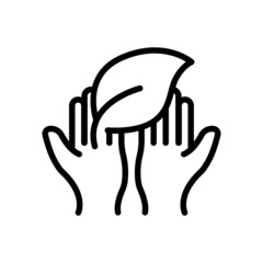 Hand icon with leaf. Eco friendly. line icon style. suitable for ecology icon. simple design editable. Design template vector