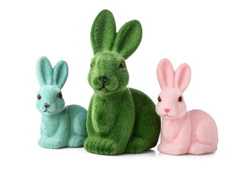 Beautiful Easter bunnies on white background