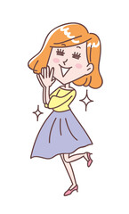 感激して手を合わせる若い女性