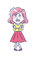 震えて怯える若い女性