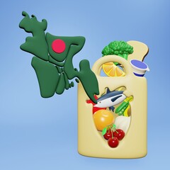 3d rendering of the need and consumption of nutrients for a healthy heart in Bangladesh