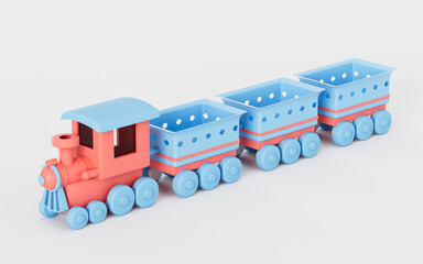 A train with white background, 3d rendering.