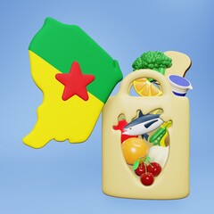 3d rendering of the need and consumption of nutrients for a healthy heart in French Guiana