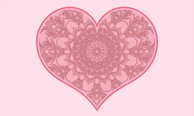pink heart mandala with floral ornament.