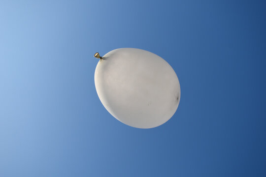 picture of white balloon flying under clear blue sky