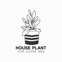 House plant vector art, house plant logo icon illustration, florist logo