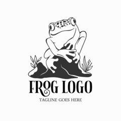 Naklejka premium Frog logo vector, frog icon company illustration