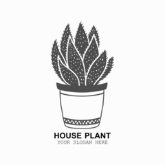 House plant vector flat illustration, house plant icon art botanical